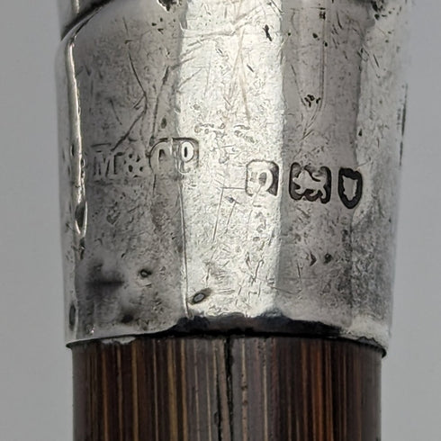 1910年左右 英國古董 細身手杖 純銀彎曲手柄 86cm