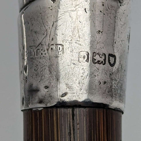 1910年左右 英國古董 細身手杖 純銀彎曲手柄 86cm
