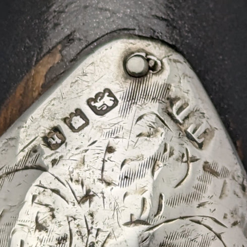 1923年 英國古董 紳士用手杖 黑軸 純銀裝飾手柄 93cm