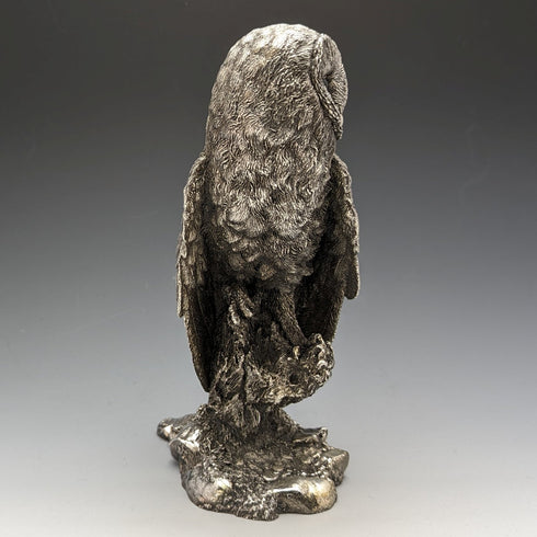 英国 カントリーアーティスト社 メンフクロウ 純銀張り彫刻 大型フィギュリン