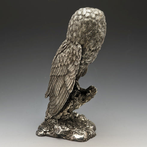 英国 カントリーアーティスト社 メンフクロウ 純銀張り彫刻 大型フィギュリン
