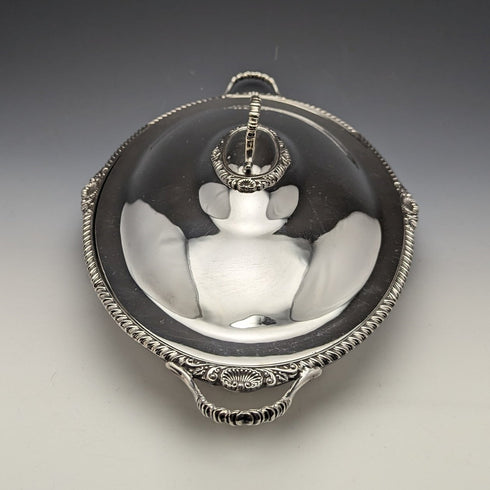 1900年左右 英國古董 銀器製 早餐盤 William Hutton