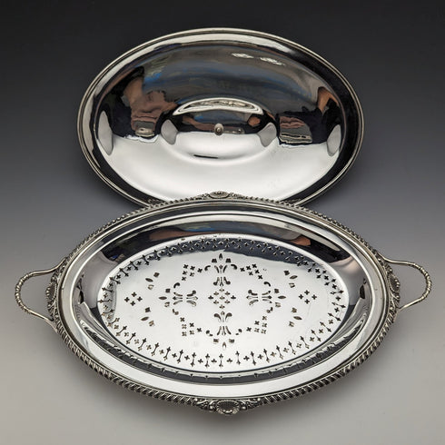 1900年左右 英國古董 銀器製 早餐盤 William Hutton