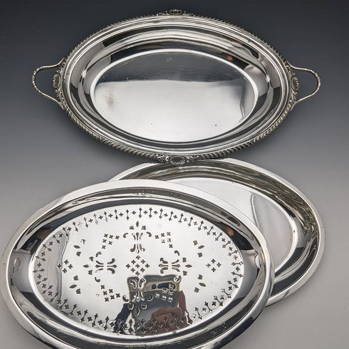 1900年左右 英國古董 銀器製 早餐盤 William Hutton