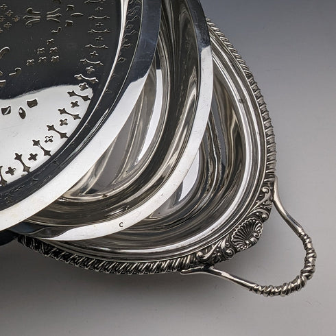 1900年左右 英國古董 銀器製 早餐盤 William Hutton