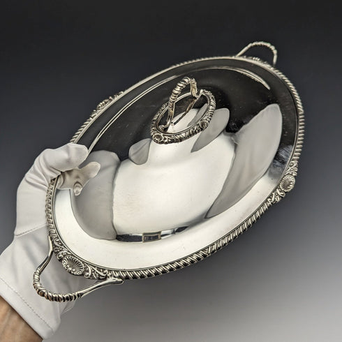 1900年左右 英國古董 銀器製 早餐盤 William Hutton