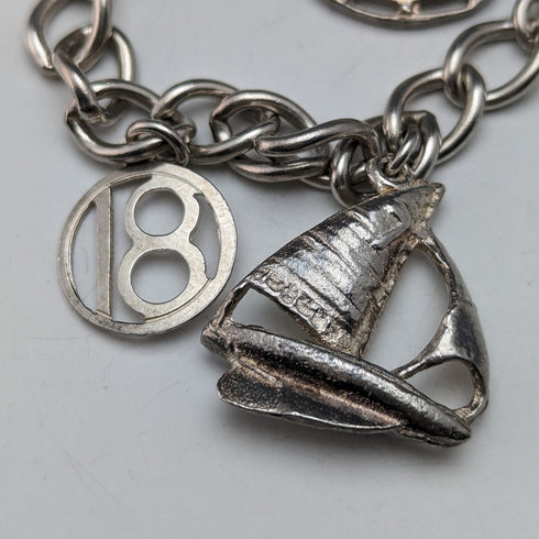 英国ヴィンテージ 純銀製 チャームブレスレット 31g