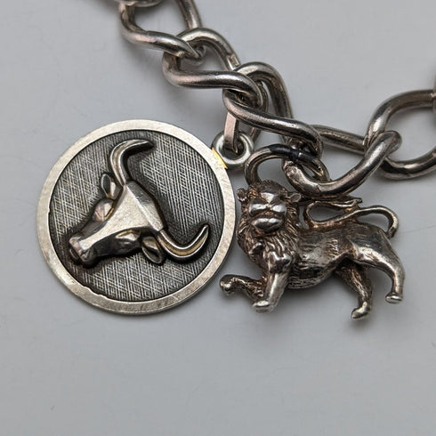 1970年 英国ヴィンテージ 純銀製 チャームブレスレット 32g