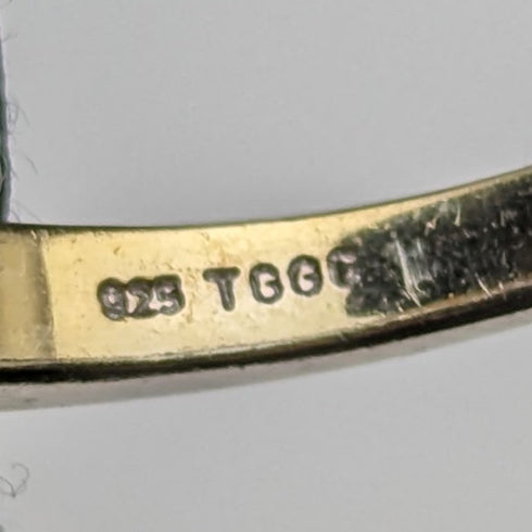 英國復古珠寶石榴石花純銀鍍金戒指戒指