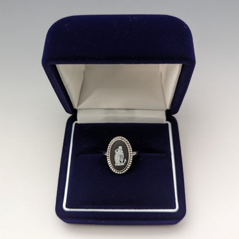 英國復古珠寶韋奇伍德碧玉純銀戒指戒指