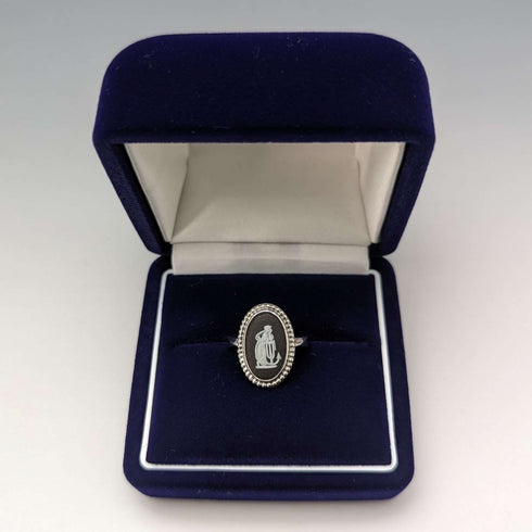 British Vintage Jewelry Wedgwood Jasperware Sterling Silver Ring Ring