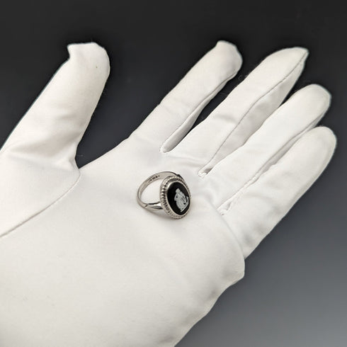 英國復古珠寶韋奇伍德碧玉純銀戒指戒指