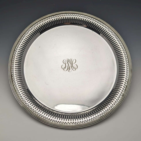 20 世紀初美國古董鍍銀托盤直徑 28 厘米戈勒姆