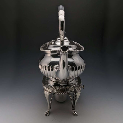 1905 年左右英國古董鍍銀水壺和燃燒器支架套裝 Mappin&Webb