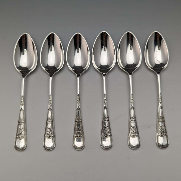Around 1900 British Antique Silver Plated Teaspoon Set of 6 Daniel & Arter