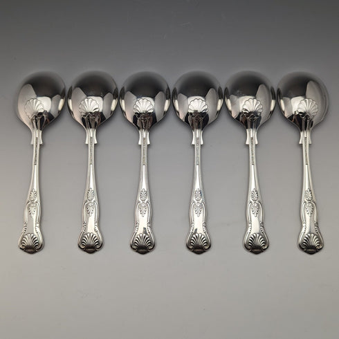 英国ヴィンテージ シルバープレート製 スープスプーン 6本セット Osborne 紙箱入