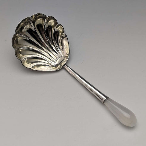 1896年 英國古董 純銀製茶葉罐匙 月光石手柄 Robert James Chaplin