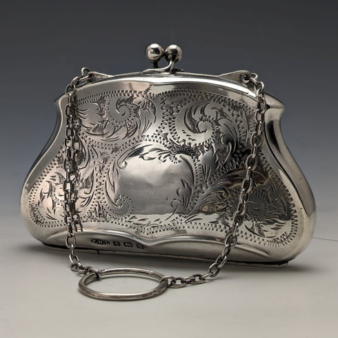 1917 年英國古董純銀硬幣盒帶鏈條 FD 長