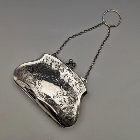 1917 年英國古董純銀硬幣盒帶鏈條 FD 長