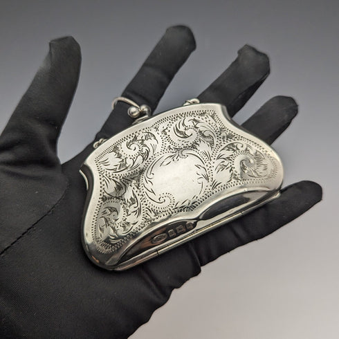 1917 年英國古董純銀硬幣盒帶鏈條 FD 長