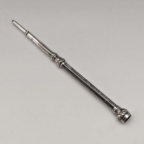 Antique Mechanical Pencil Telescopic 60-93mm Magic Pencil Silver Plated Glass Decor