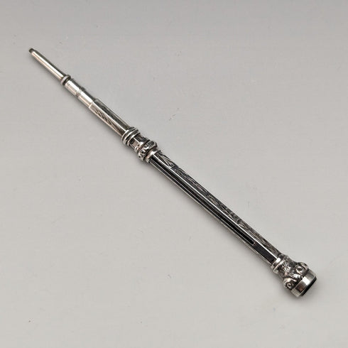 アンティーク シャープペンシル 伸縮式60-93mm マジックペンシル シルバープレート ガラス装飾