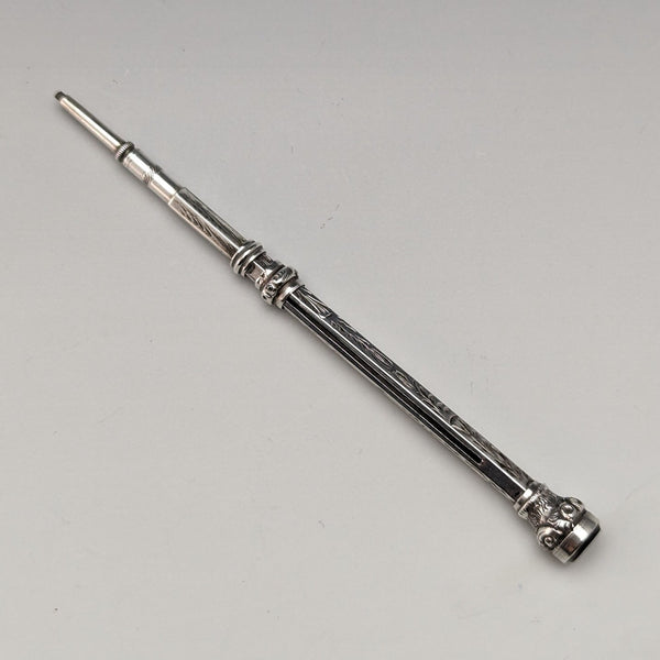 古董自動鉛筆伸縮 60-93 毫米魔術鉛筆鍍銀玻璃裝飾