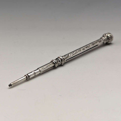 Antique Mechanical Pencil Telescopic 60-93mm Magic Pencil Silver Plated Glass Decor