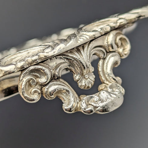 1820年代 英国アンティーク シルバープレート製サルヴァ 直径30cm