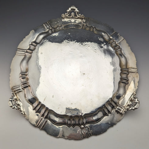 1820年代 英国アンティーク シルバープレート製サルヴァ 直径30cm