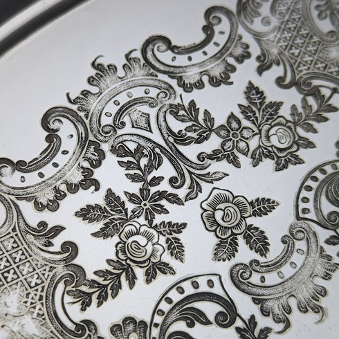 1907年頃 英国アンティーク シルバープレート製サルヴァ 直径32cm Henry Atkins