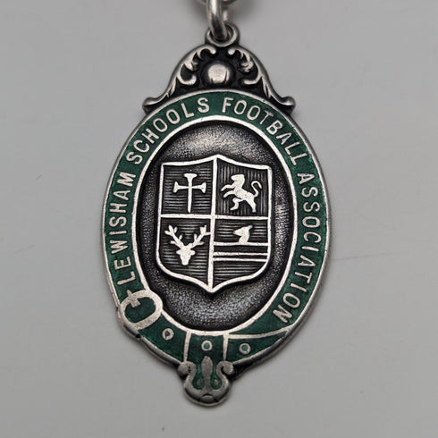 英国ヴィンテージ 純銀製アルバートチェーン 36g 純銀メダルフォブ