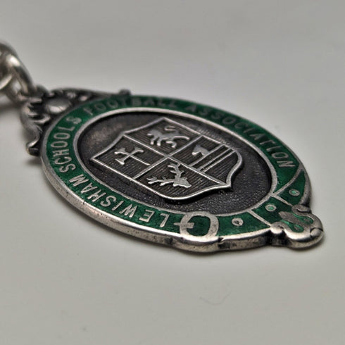 英国ヴィンテージ 純銀製アルバートチェーン 36g 純銀メダルフォブ