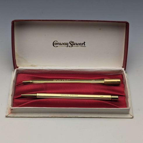 British vintage Conway Stewart pencil and ballpoint pen set in case
