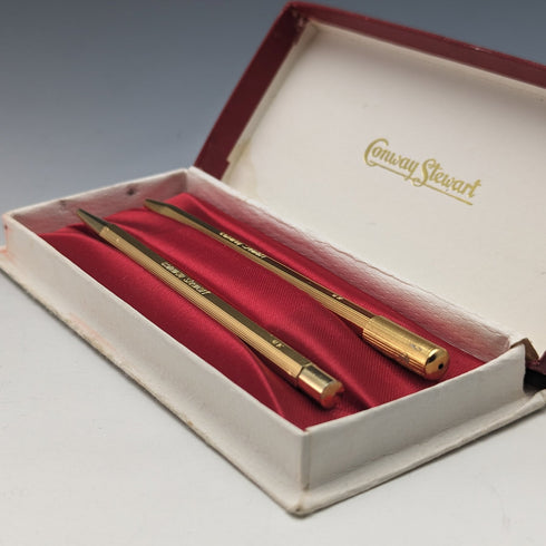 British vintage Conway Stewart pencil and ballpoint pen set in case
