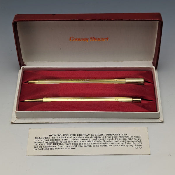 英國復古 Conway Stewart 鉛筆和圓珠筆套裝,帶盒和說明書