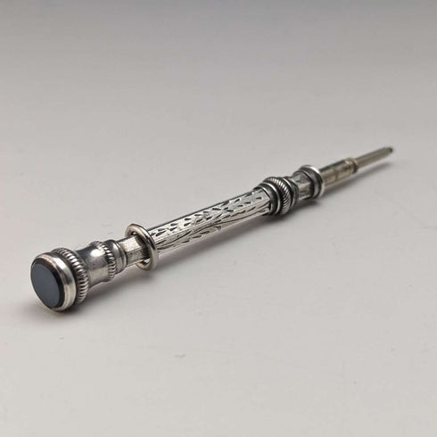 英国アンティーク シルバープレート製 シャープペンシル ガラス装飾 伸縮式43-59mm