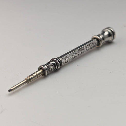 英国アンティーク シルバープレート製 シャープペンシル ガラス装飾 伸縮式43-59mm