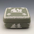 British Vintage Wedgwood Jasperware Square Box Accessory Case Green