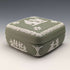 British Vintage Wedgwood Jasperware Square Box Accessory Case Green