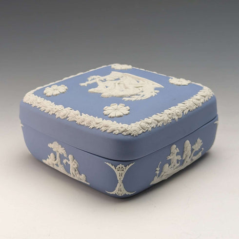 British Vintage Wedgwood Jasperware Square Case Small Case Pale Blue