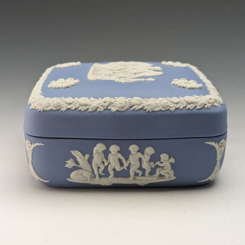 British Vintage Wedgwood Jasperware Square Case Small Case Pale Blue