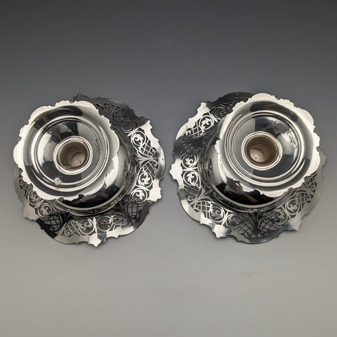 1910年 英国アンティーク 純銀製コンポート ペア 直径14cm 計328g Mappin & Webb