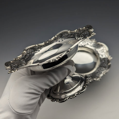 1910年 英国アンティーク 純銀製コンポート ペア 直径14cm 計328g Mappin & Webb