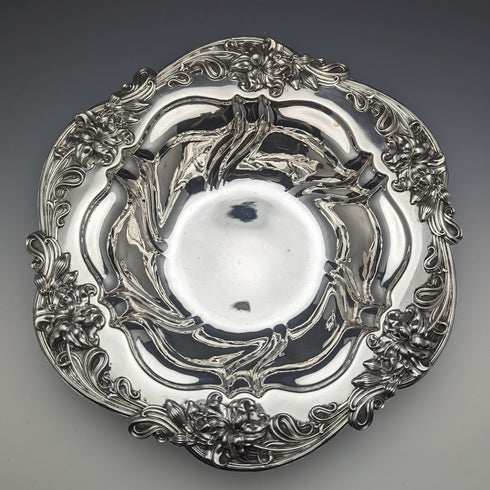 1898年頃 米国アンティーク 純銀製 ボウル 直径30cm 517g Meriden Britannia