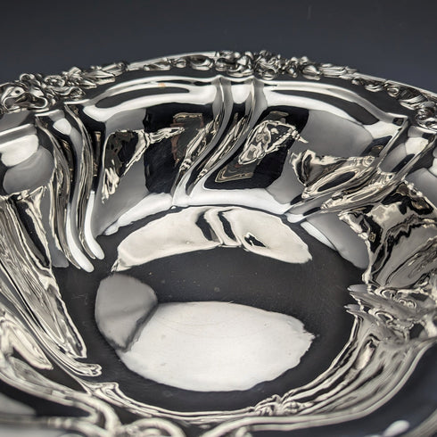 1898年頃 米国アンティーク 純銀製 ボウル 直径30cm 517g Meriden Britannia