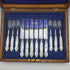 1899 年左右英國古董白色珍珠貝殼手柄餐具 6 對套裝盒裝 Mappin 和 Webb