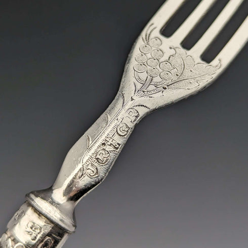 1838 British Antique Sterling Silver Handle Cutlery 6 Pair Set Boxed Charles Needham