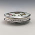 circa 1920 French antique 800 silver rouge box with flower basket guilloche enamel decoration