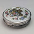 circa 1920 French antique 800 silver rouge box with flower basket guilloche enamel decoration